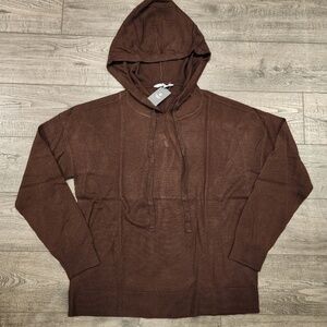 Members Mark Womens Cashmere Blend Hoodie Size Medium Chocolate Brown NWT